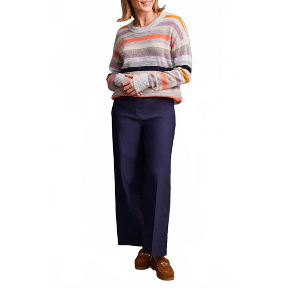 NEW TRIBAL long sleeve crew neck stripe sweater in orchid - Picture 1 of 3